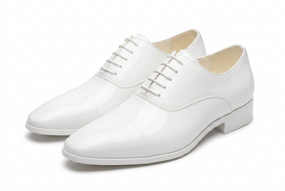 Men's White Patent Leather Wedding Shoes — Handmade | PelleVista