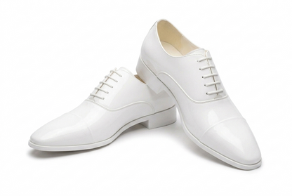 Men's White Patent Leather Wedding Shoes — Handmade | PelleVista