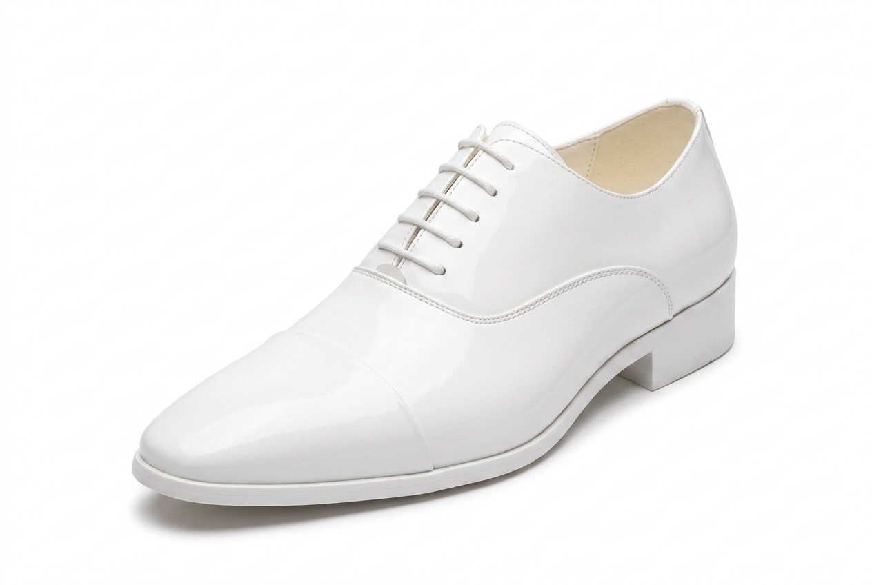 Men's White Patent Leather Wedding Shoes — Handmade | PelleVista