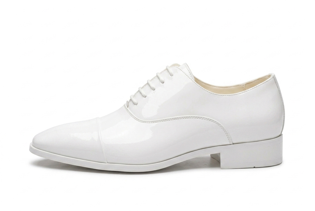 Men's White Patent Leather Wedding Shoes — Handmade | PelleVista