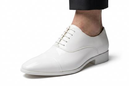 Men's White Patent Leather Wedding Shoes — Handmade | PelleVista