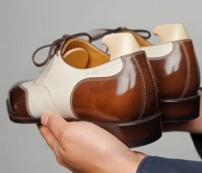 Men’s Wingtip Oxfords – Brown & White Two-Tone