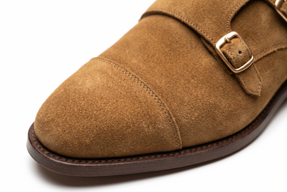 Brown Suede Double Monk Strap Dress Shoes for Men | PelleVista
