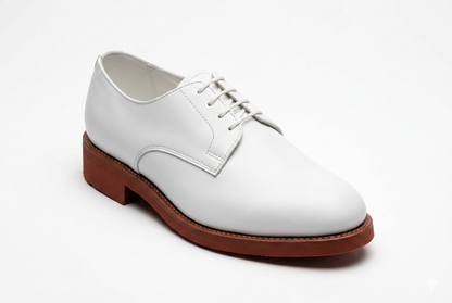 Handmade White Leather Apron Toe Oxford Dress Shoes for Men