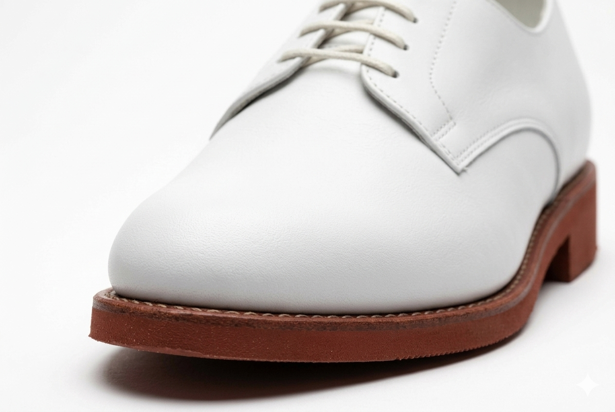 Handmade White Leather Apron Toe Oxford Dress Shoes for Men
