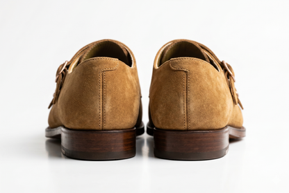 Brown Suede Double Monk Strap Dress Shoes for Men | PelleVista