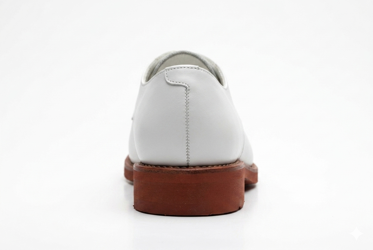 Handmade White Leather Apron Toe Oxford Dress Shoes for Men