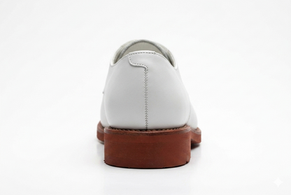 Handmade White Leather Apron Toe Oxford Dress Shoes for Men
