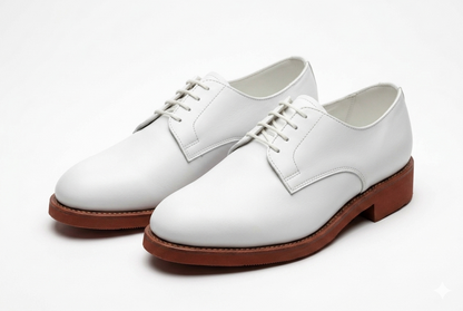 Handmade White Patent Leather Apron Toe Dress Shoes for Men