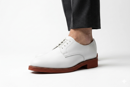 Handmade White Leather Apron Toe Oxford Dress Shoes for Men
