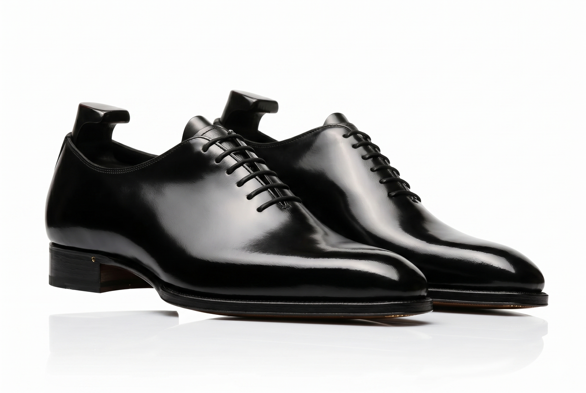 Men's Handmade Black Leather Wholecut Oxford Dress Shoes | PelleVista