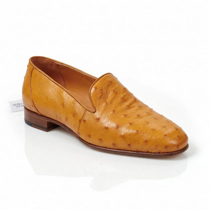 Handmade Ostrich Leather Loafers - Premium Slip-On Dress Shoes for Men