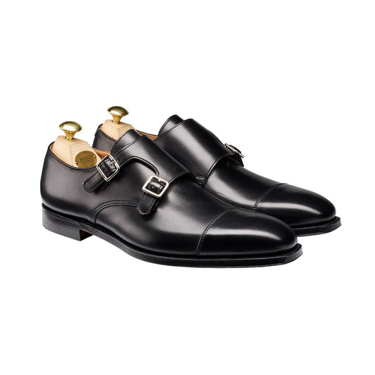 Lowndes Double Monk Shoe – Black Calf Leather | Leather Sole | Pellevista