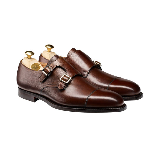 Lowndes Double Monk Shoe – Dark Brown Pebble Grain | City Sole | Pellevista