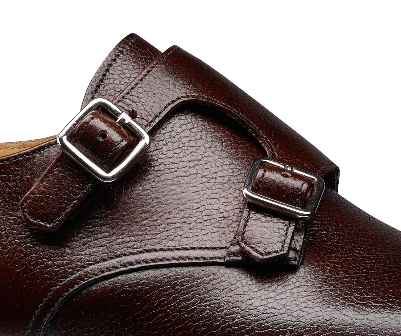 Lowndes Double Monk Shoe – Dark Brown Pebble Grain | City Sole | Pellevista