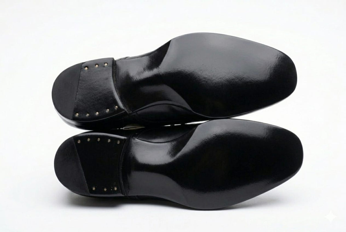 Men's Wingtip Brogue Dress Shoe — Handmade Black & Beige Suede Leather | PelleVista