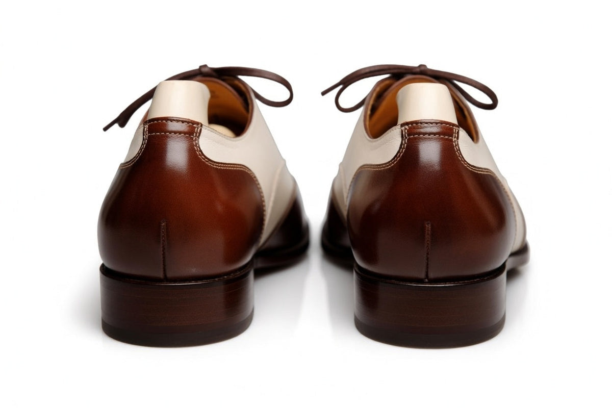 Men’s Wingtip Oxfords – Brown & White Two-Tone