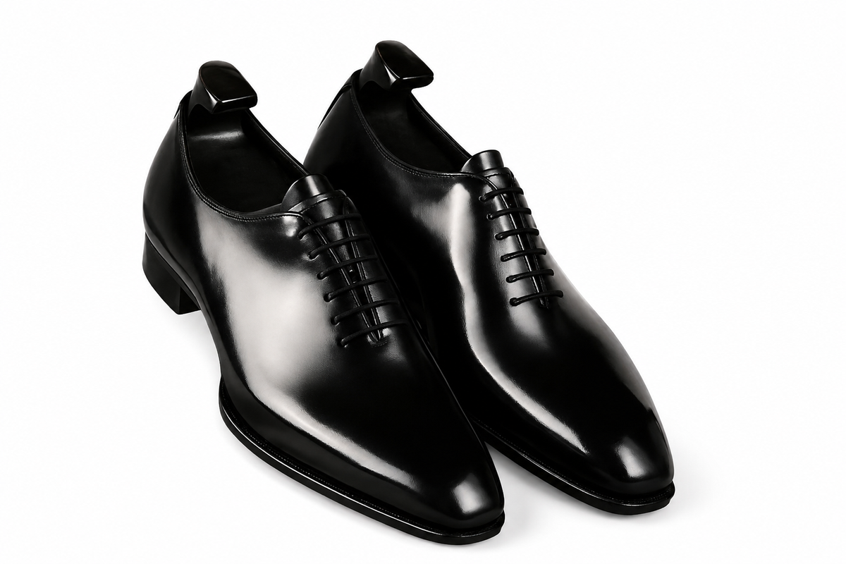 Men's Handmade Black Leather Wholecut Oxford Dress Shoes | PelleVista