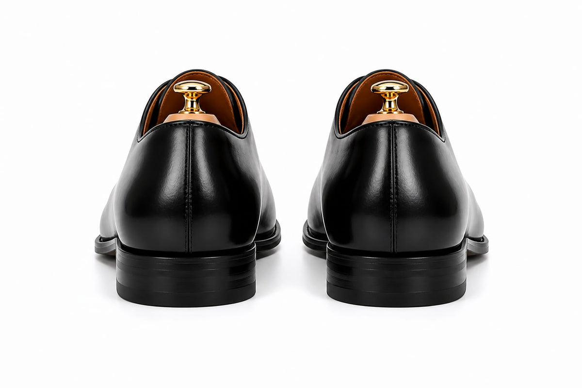 Black Wholecut Oxford Shoes — Handmade, Red Leather Sole | PelleVista