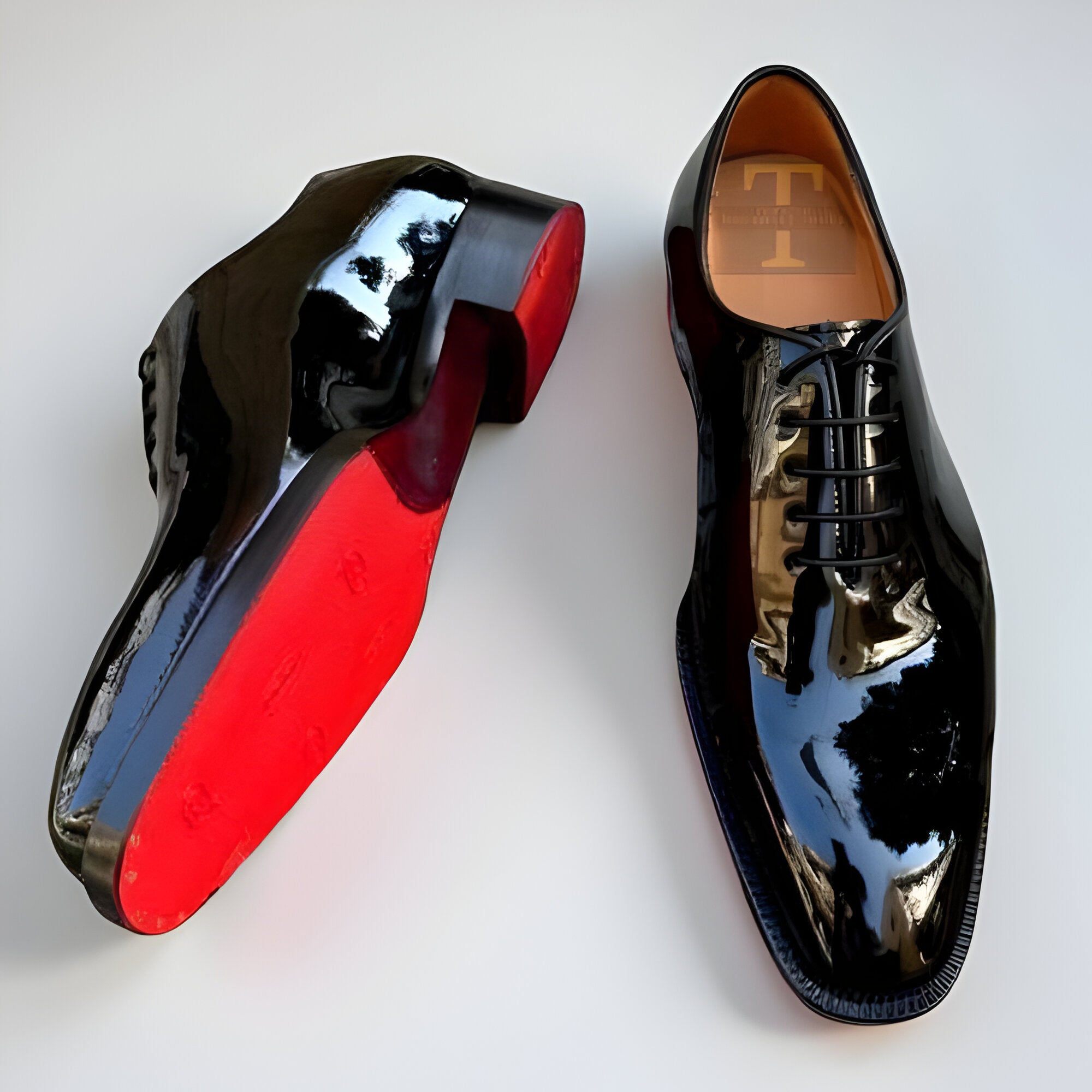 Christian Louboutin Men's Dandelion Black Patent Leather Red Sole Flats